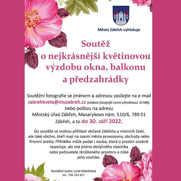 Soutěž o nejkrásnější květinovou výzdobu okna, balkonu a předzahrádky