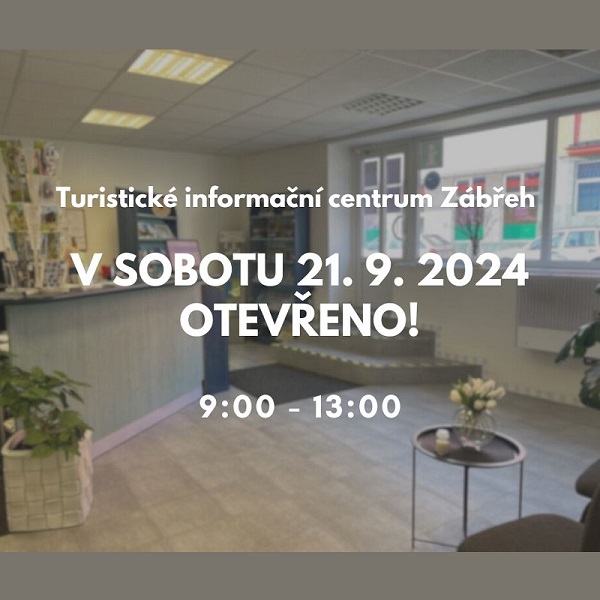 TIC Zábřeh v sobotu 21. 9. 2024 OTEVŘENO!